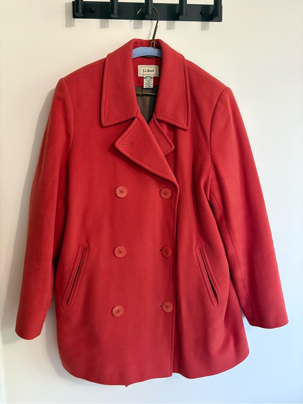 L.L. Bean Women's Red Double-Breasted Pea Coat